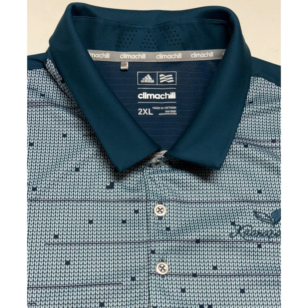 Adidas Golf Climachill Polo Shirt Mens 2XL Blue Kaanapali‎ Graphic Print